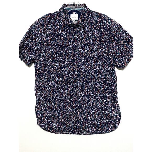 Denim & Flower Button Shirt Floral Mens M Casual Classic Preppy Colorful Artsy - Picture 1 of 6